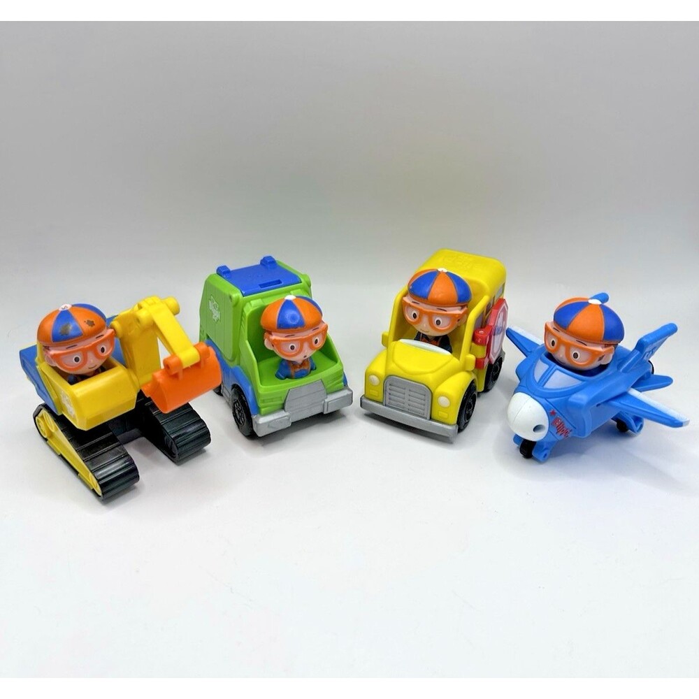 Blippi Vehicles- Recycle Truck, Excavator, School Bus & Airplane Lot Of 4